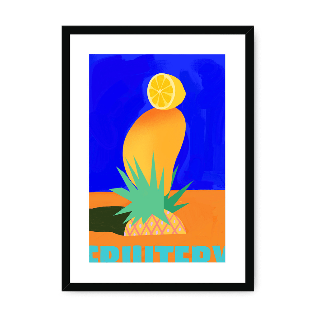 Fruitery Totem Blue Framed Print Intercontinental Fruitery A3 (297 X 420 mm) / Black / White Mount Framed Print