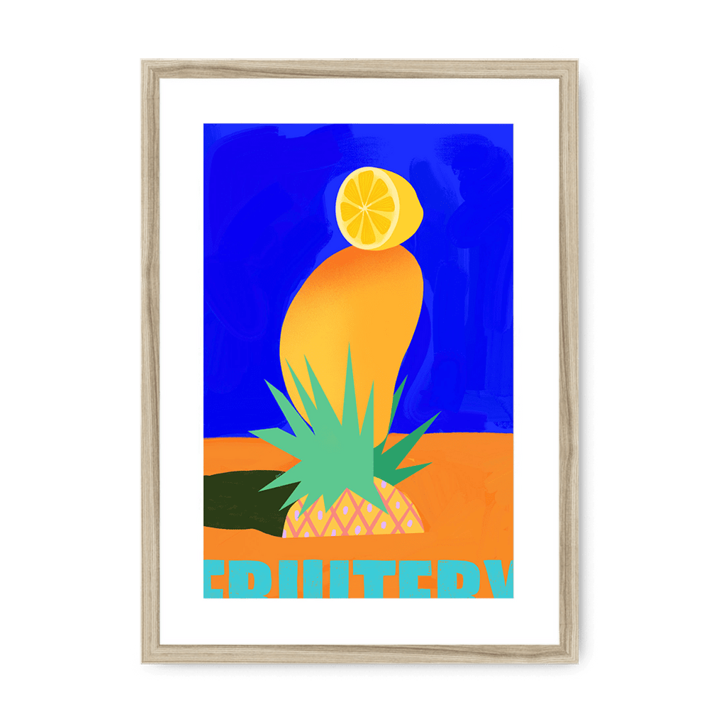 Fruitery Totem Blue Framed Print Intercontinental Fruitery A3 (297 X 420 mm) / Natural / White Mount Framed Print