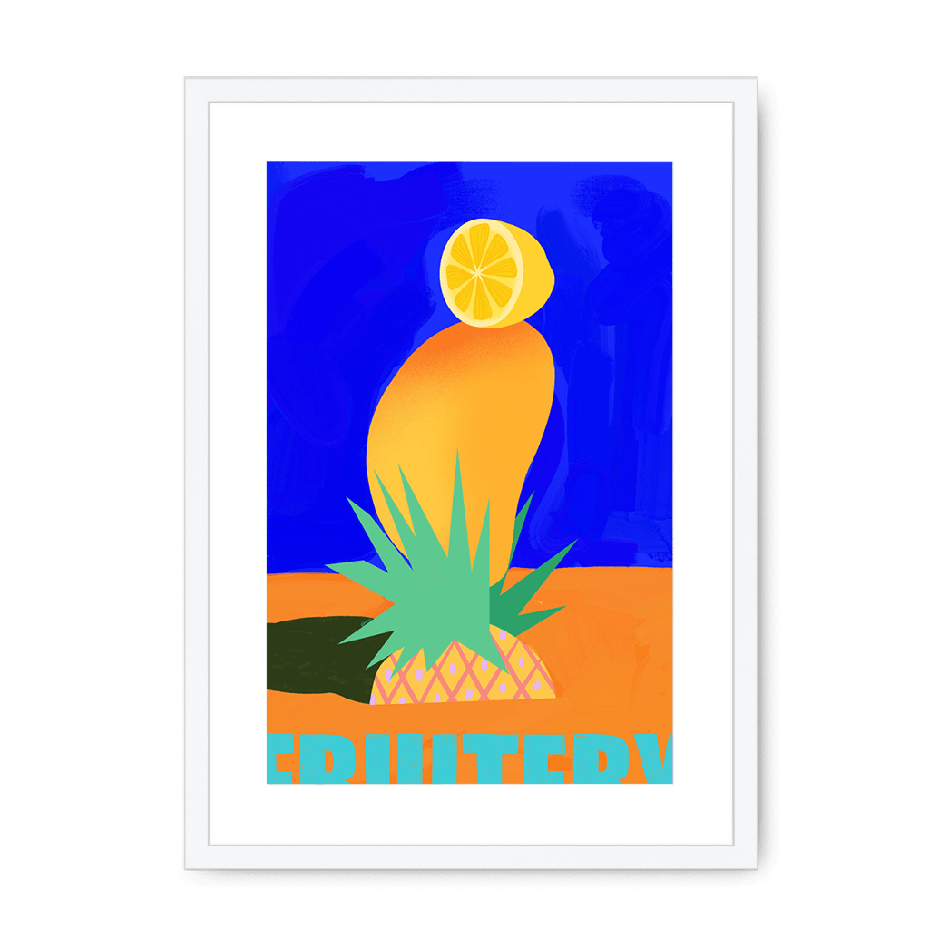 Fruitery Totem Blue Framed Print Intercontinental Fruitery A3 (297 X 420 mm) / White / White Mount Framed Print