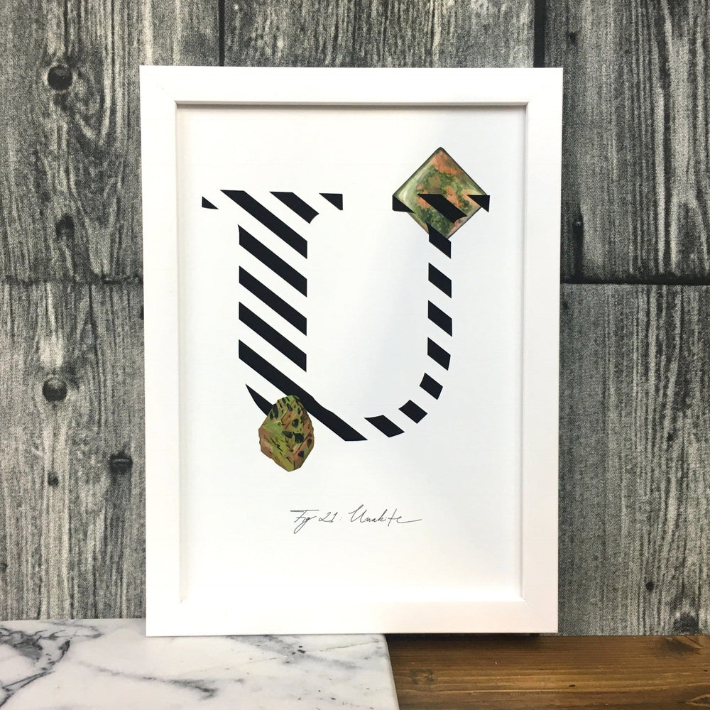 Gemstone Alphabet U Matte Art Print Gemstone Alphabet A4 (21 X 29.7 cm) Art Print