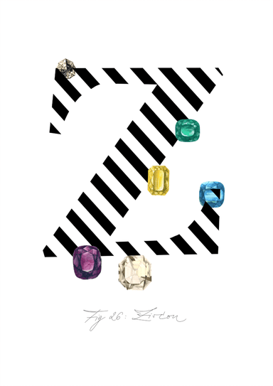 Gemstone Alphabet Z Matte Art Print Gemstone Alphabet A4 (21 X 29.7 cm) Art Print