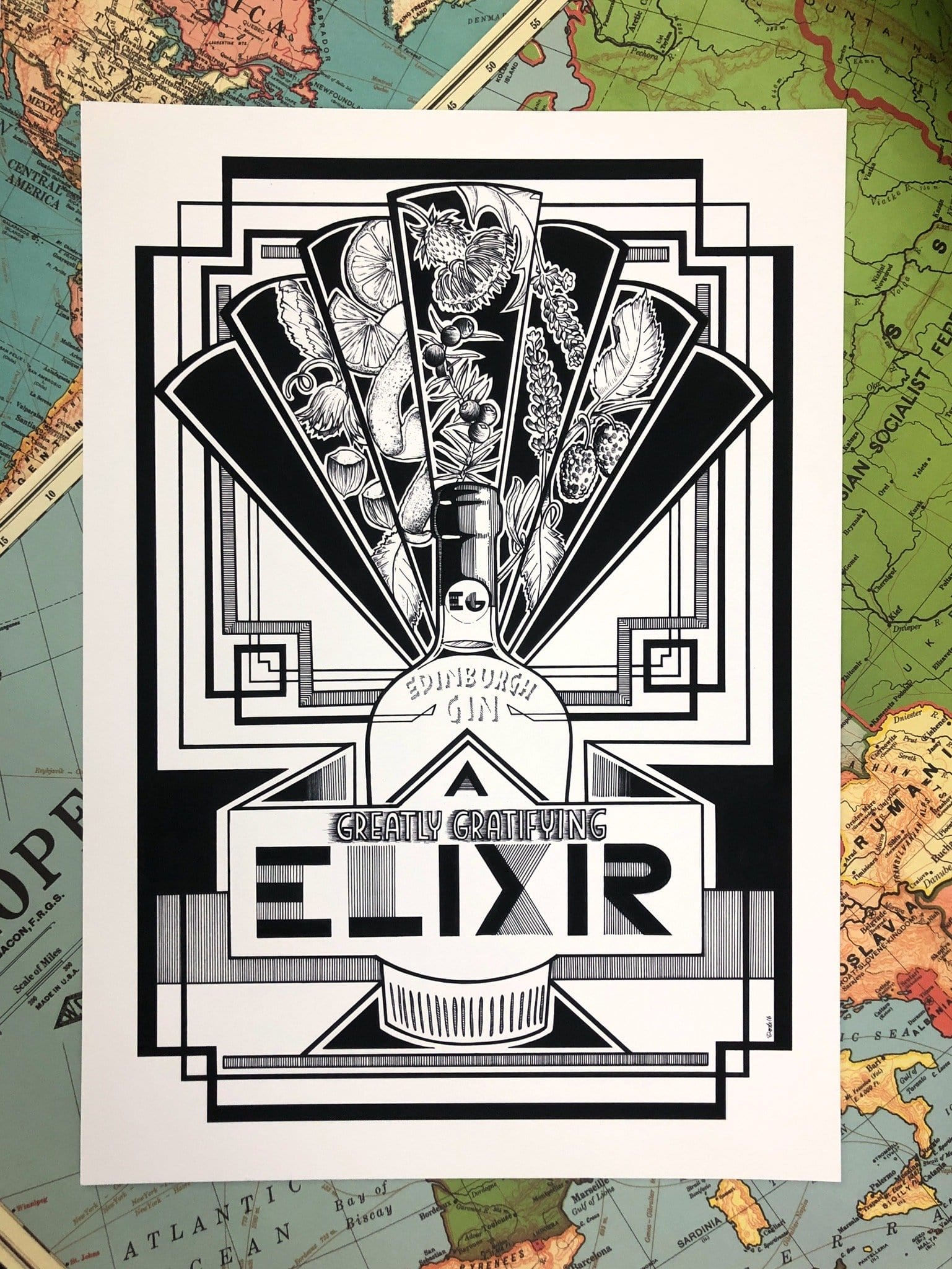 Gin Elixir Giclée Art Print Boozehound Art Print