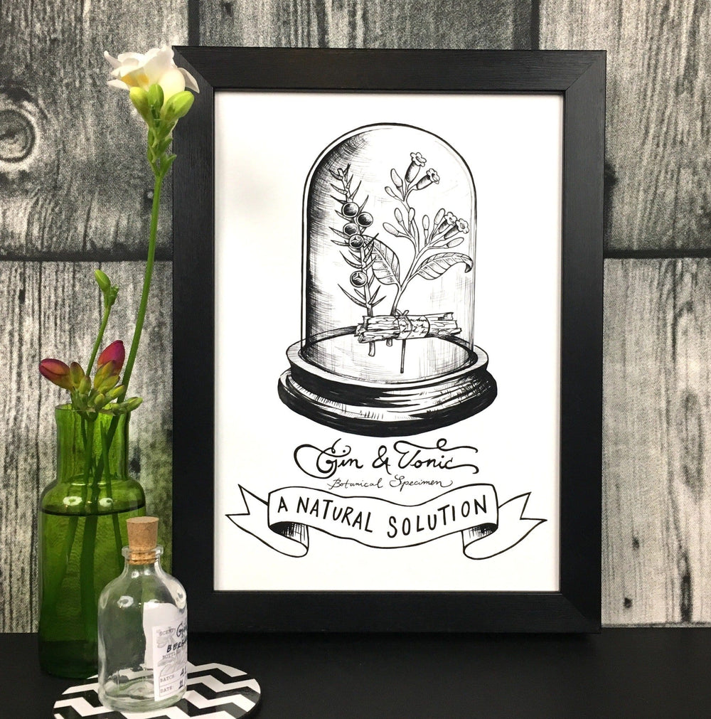 Gin & Tonic Bell Jar Matte Art Print Boozehound Art Print