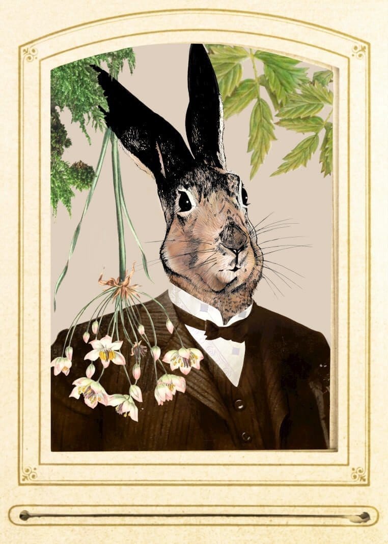 Hare In A Suit Matte Art Print Animals In Suits Art Print