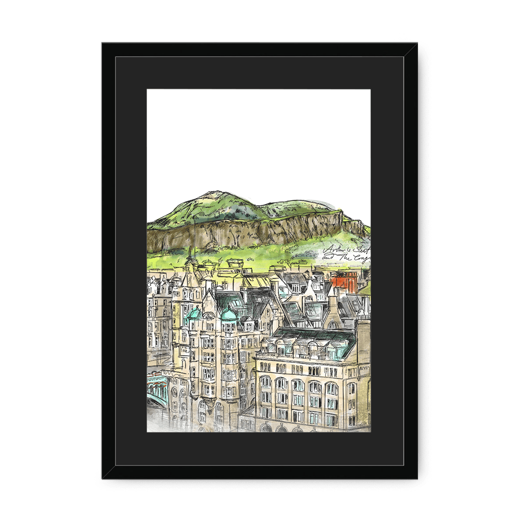Arthurs Seat & The Crags Framed Print Essential Edinburgh A3 (297 X 420 mm) / Black / Black Mount Framed Print