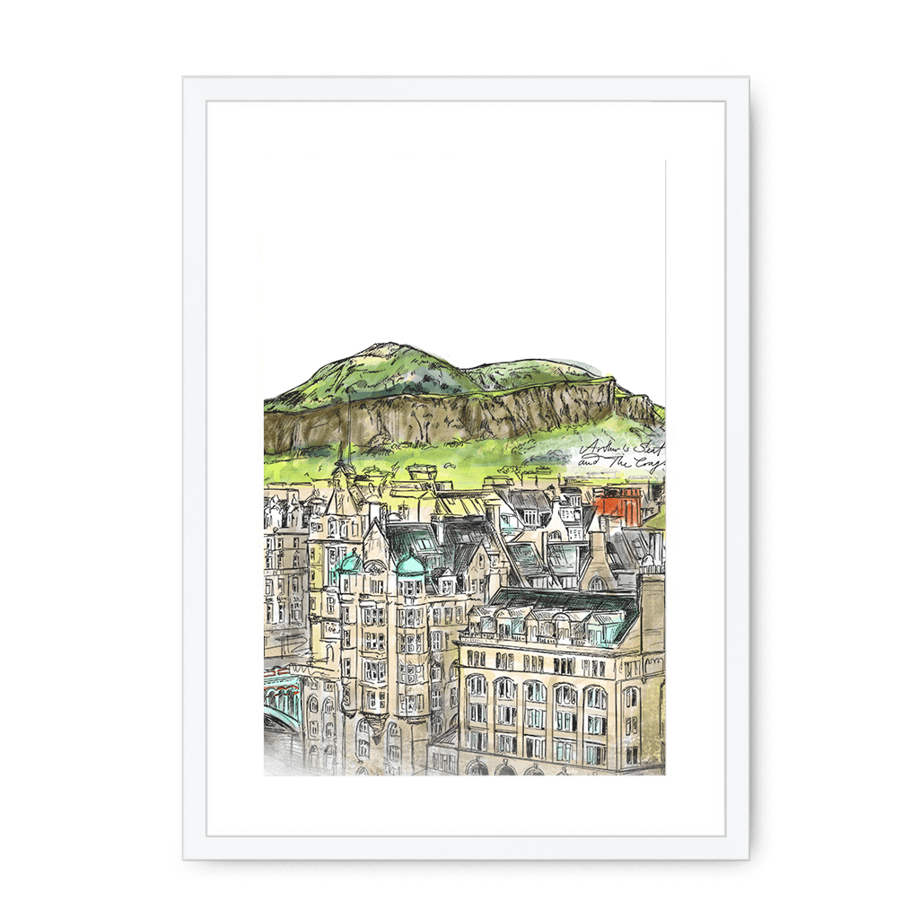 Arthurs Seat & The Crags Framed Print Essential Edinburgh A3 (297 X 420 mm) / White / White Mount Framed Print