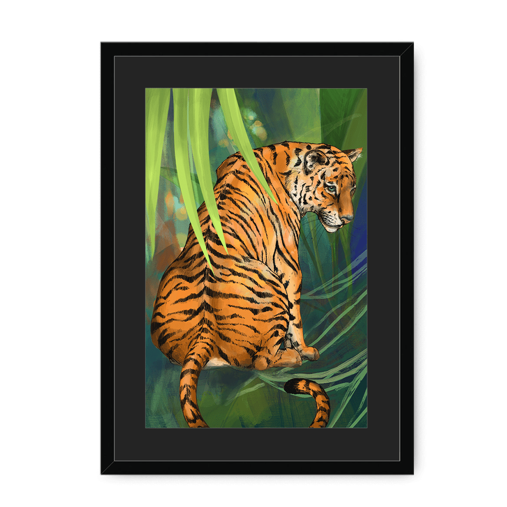 Jungle Stripes Framed Print Pawky Paws A3 (297 X 420 mm) / Black / Black Mount Framed Print