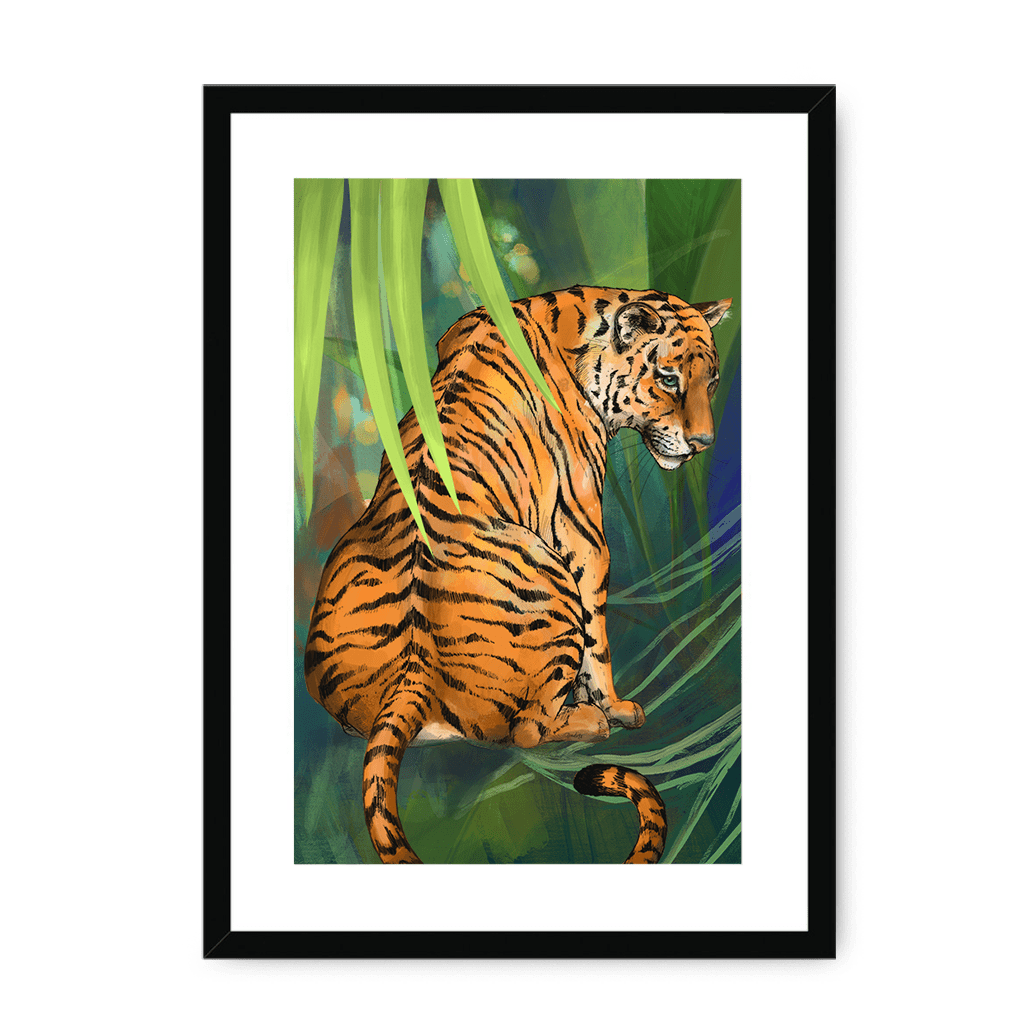 Jungle Stripes Framed Print Pawky Paws A3 (297 X 420 mm) / Black / White Mount Framed Print