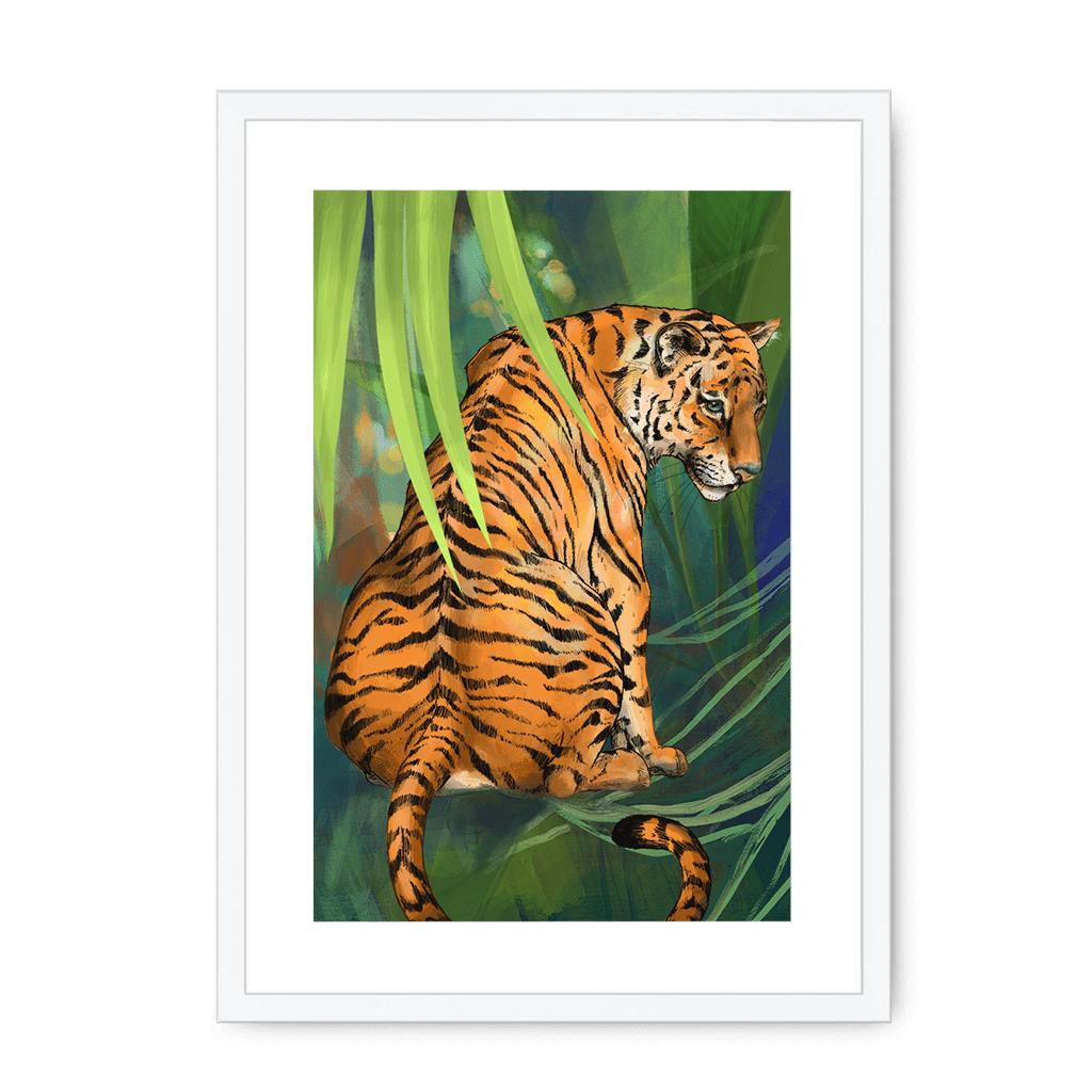 Jungle Stripes Framed Print Pawky Paws A3 (297 X 420 mm) / White / White Mount Framed Print