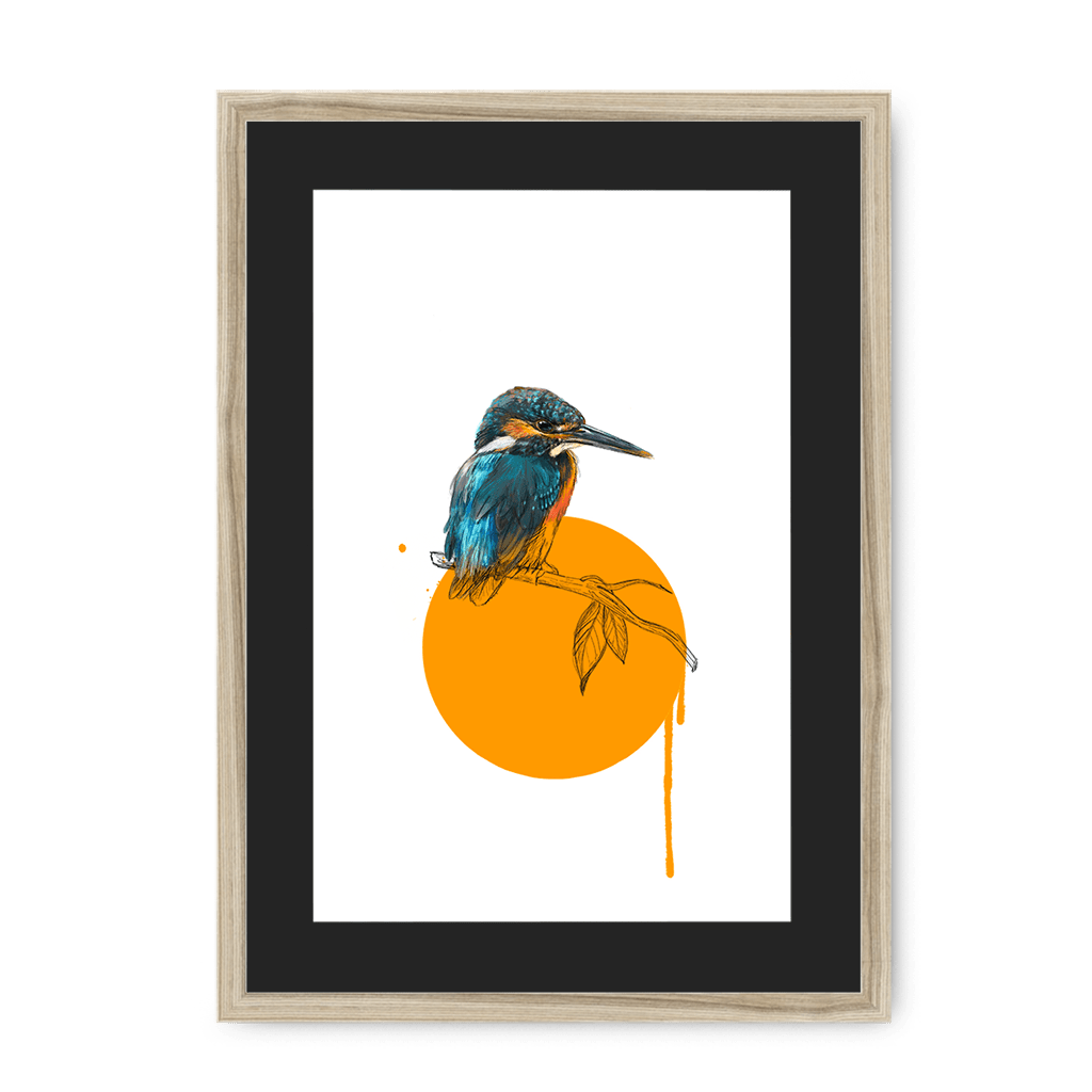 Kingfisher Framed Print Drippy Birds A3 (297 X 420 mm) / Natural / Black Mount Framed Print