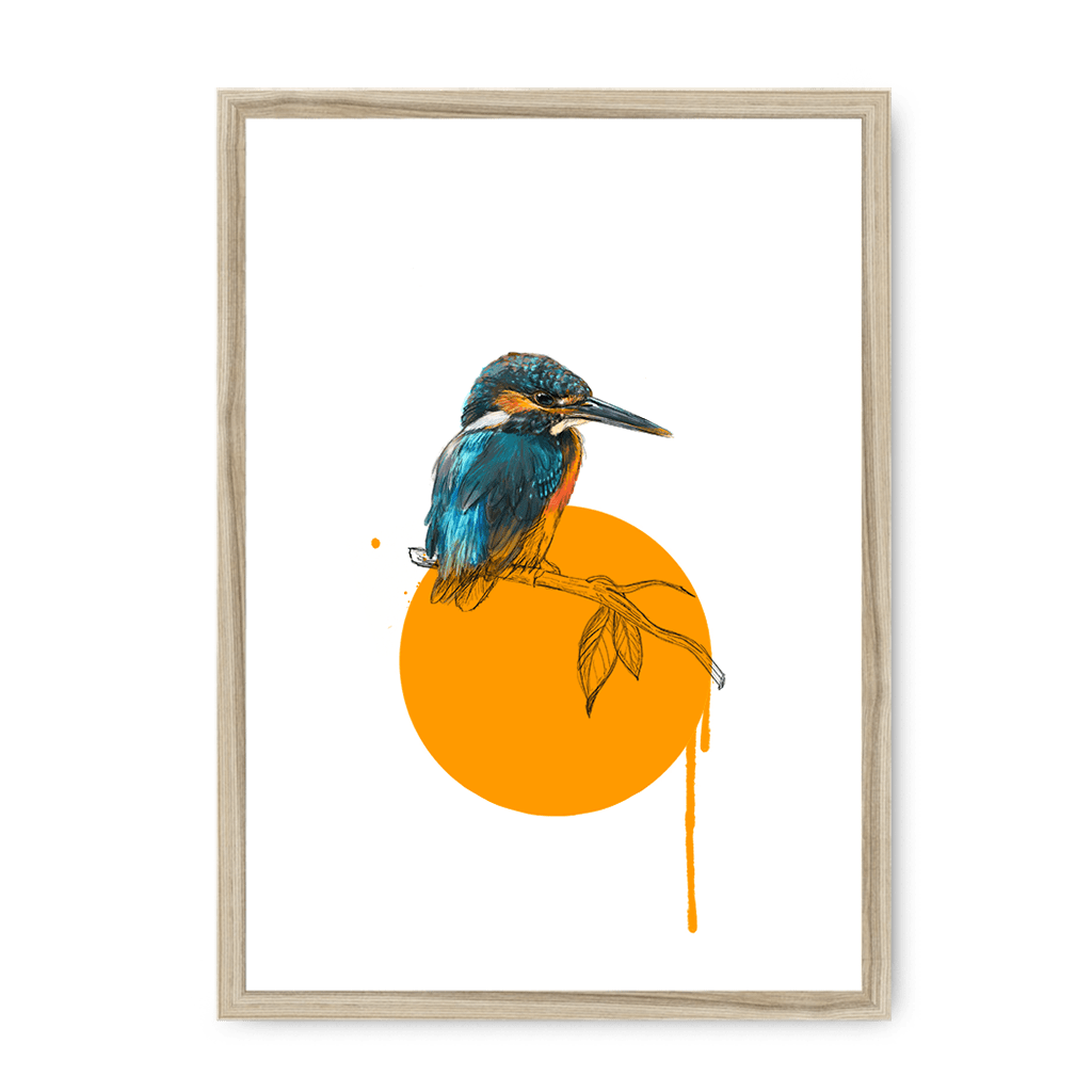 Kingfisher Framed Print Drippy Birds A3 (297 X 420 mm) / Natural / No Mount (All Art) Framed Print