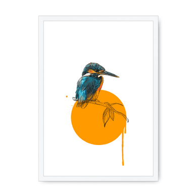 Kingfisher Framed Print Drippy Birds A3 (297 X 420 mm) / White / No Mount (All Art) Framed Print