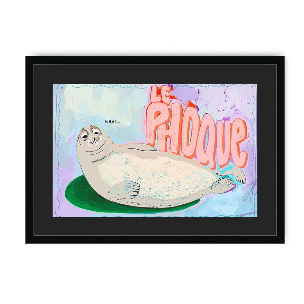 Le Phoque Framed Print Aventures Des Créatures A3 (297 X 420 mm) / Black / Black Mount Framed Print