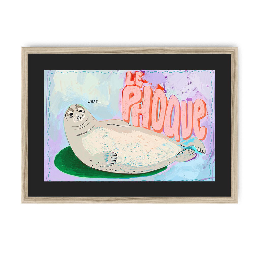 Le Phoque Framed Print Aventures Des Créatures A3 (297 X 420 mm) / Natural / Black Mount Framed Print