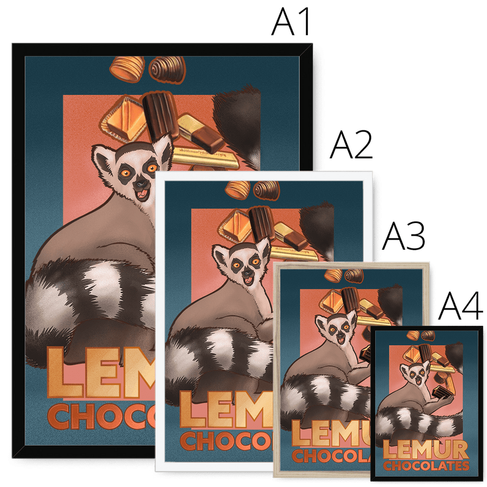 Lemur Chocolate Giclée Framed Print ADimals Framed Print