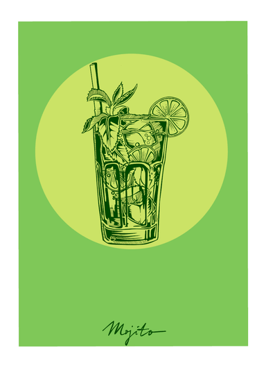 Mojito Giclée Art Print Cocktail Cavalcade Art Print