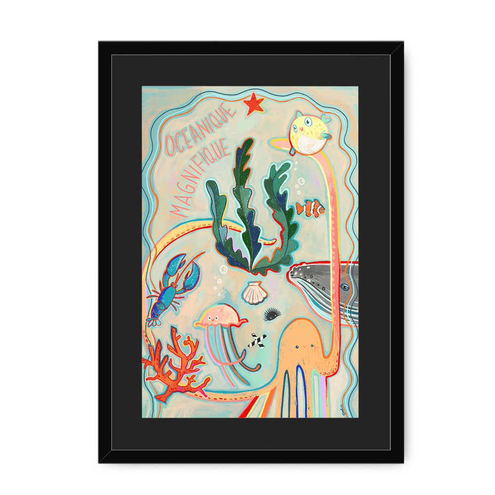 Oceanique Magnifique Framed Print Aventures Des Créatures A3 (297 X 420 mm) / Black / Black Mount Framed Print