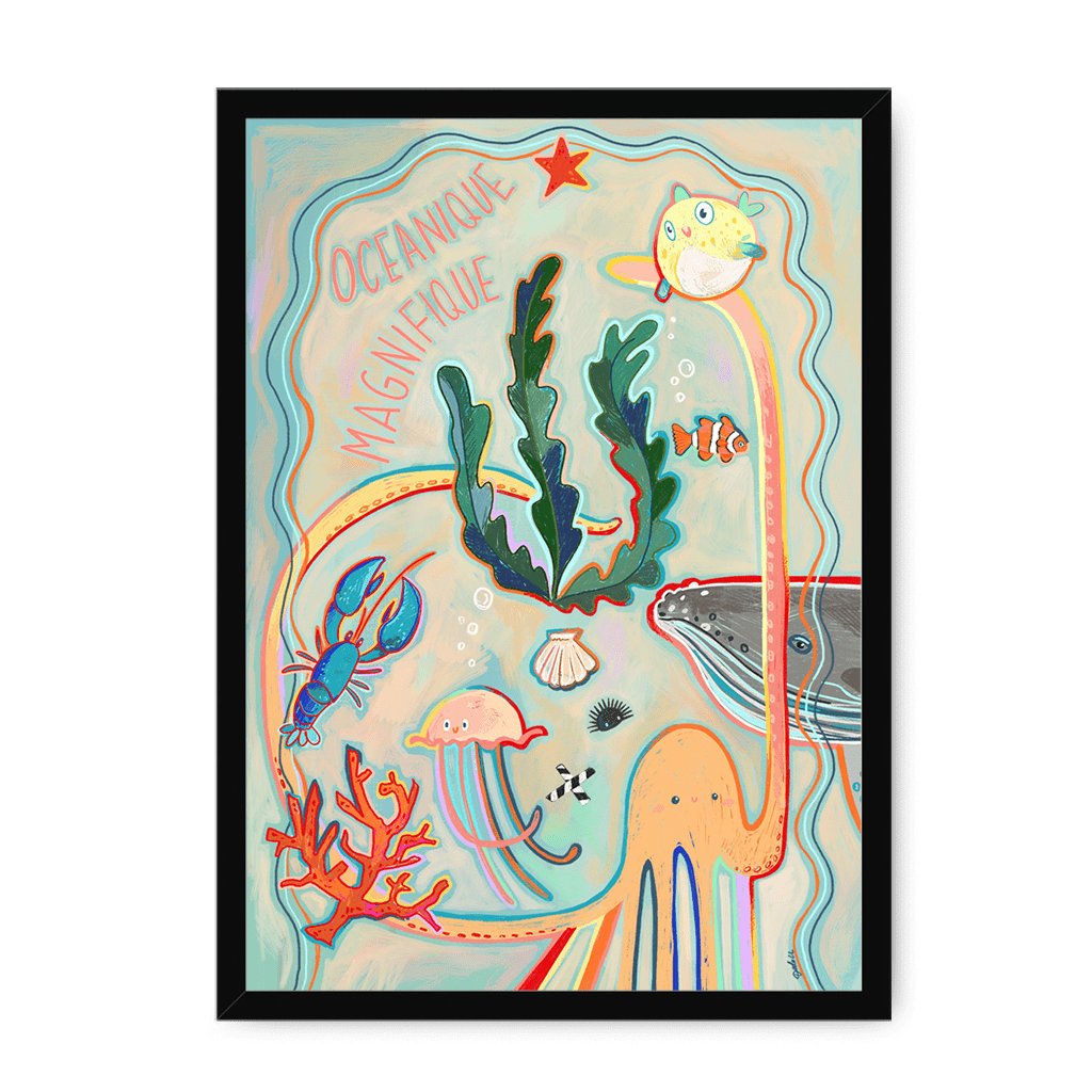 Oceanique Magnifique Framed Print Aventures Des Créatures A3 (297 X 420 mm) / Black / No Mount (All Art) Framed Print