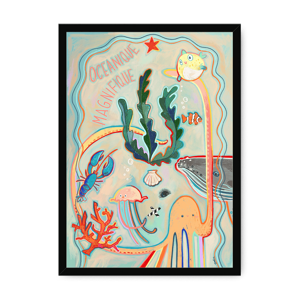 Oceanique Magnifique Framed Print Aventures Des Créatures A3 (297 X 420 mm) / Black / No Mount (All Art) Framed Print