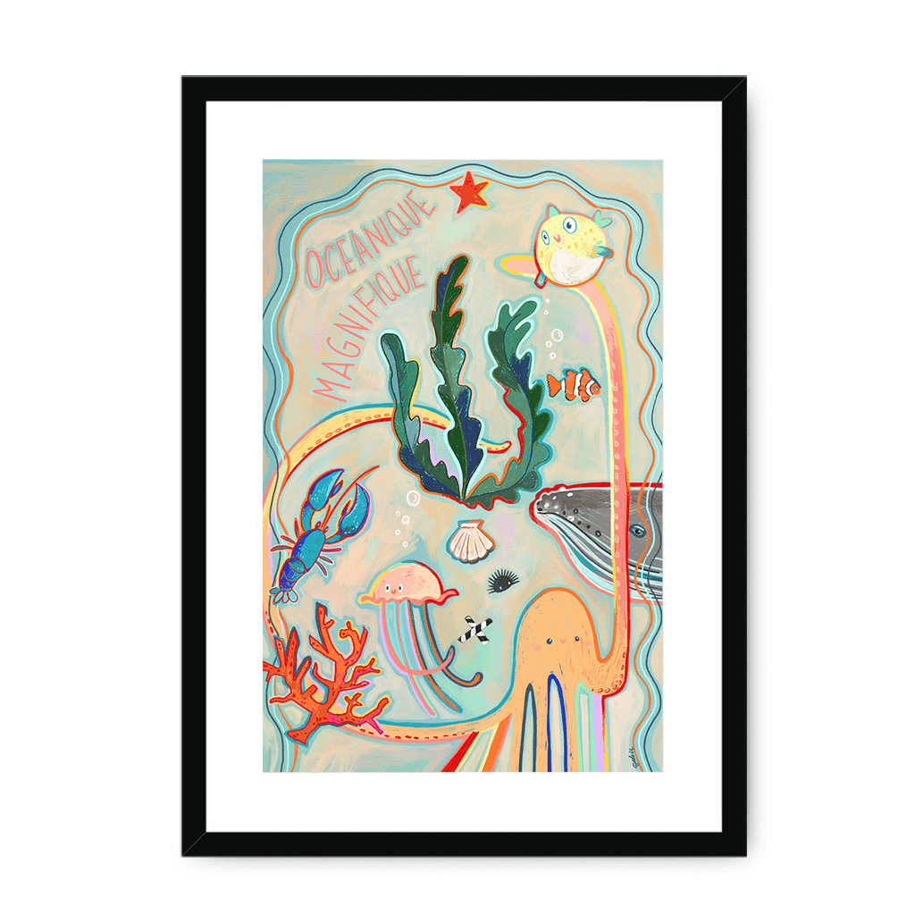 Oceanique Magnifique Framed Print Aventures Des Créatures A3 (297 X 420 mm) / Black / White Mount Framed Print