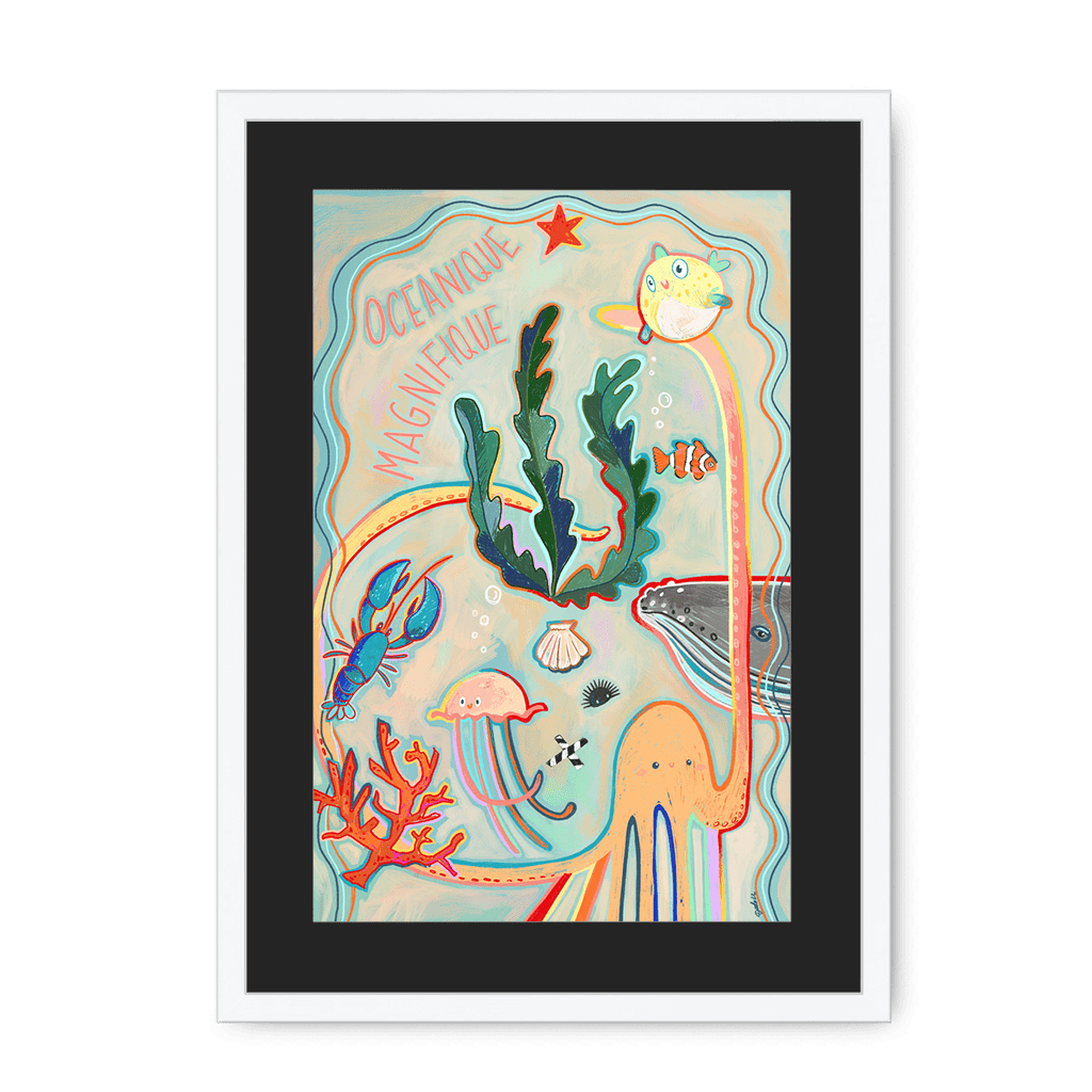 Oceanique Magnifique Framed Print Aventures Des Créatures A3 (297 X 420 mm) / White / Black Mount Framed Print