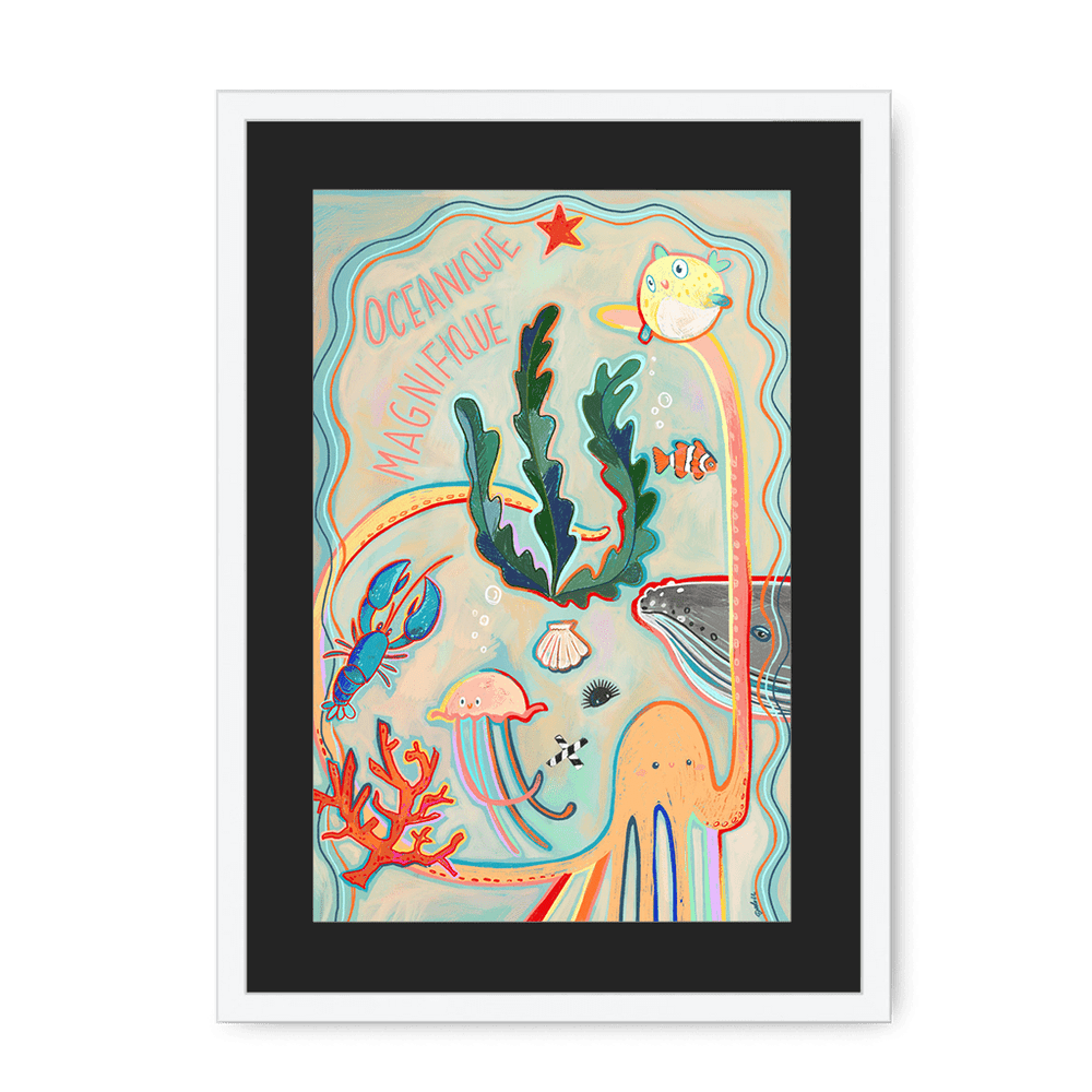 Oceanique Magnifique Framed Print Aventures Des Créatures A3 (297 X 420 mm) / White / Black Mount Framed Print