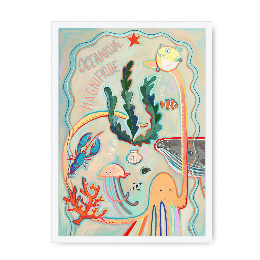 Oceanique Magnifique Framed Print Aventures Des Créatures A3 (297 X 420 mm) / White / No Mount (All Art) Framed Print