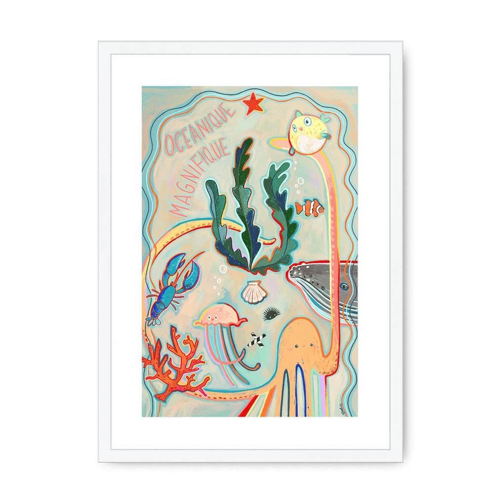 Oceanique Magnifique Framed Print Aventures Des Créatures A3 (297 X 420 mm) / White / White Mount Framed Print