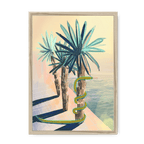 Poolside Promenade (with friendly snake) Framed Print Palmy Days A3 (297 X 420 mm) / Natural / No Mount (All Art) Framed Print