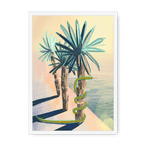 Poolside Promenade (with friendly snake) Framed Print Palmy Days A3 (297 X 420 mm) / White / No Mount (All Art) Framed Print