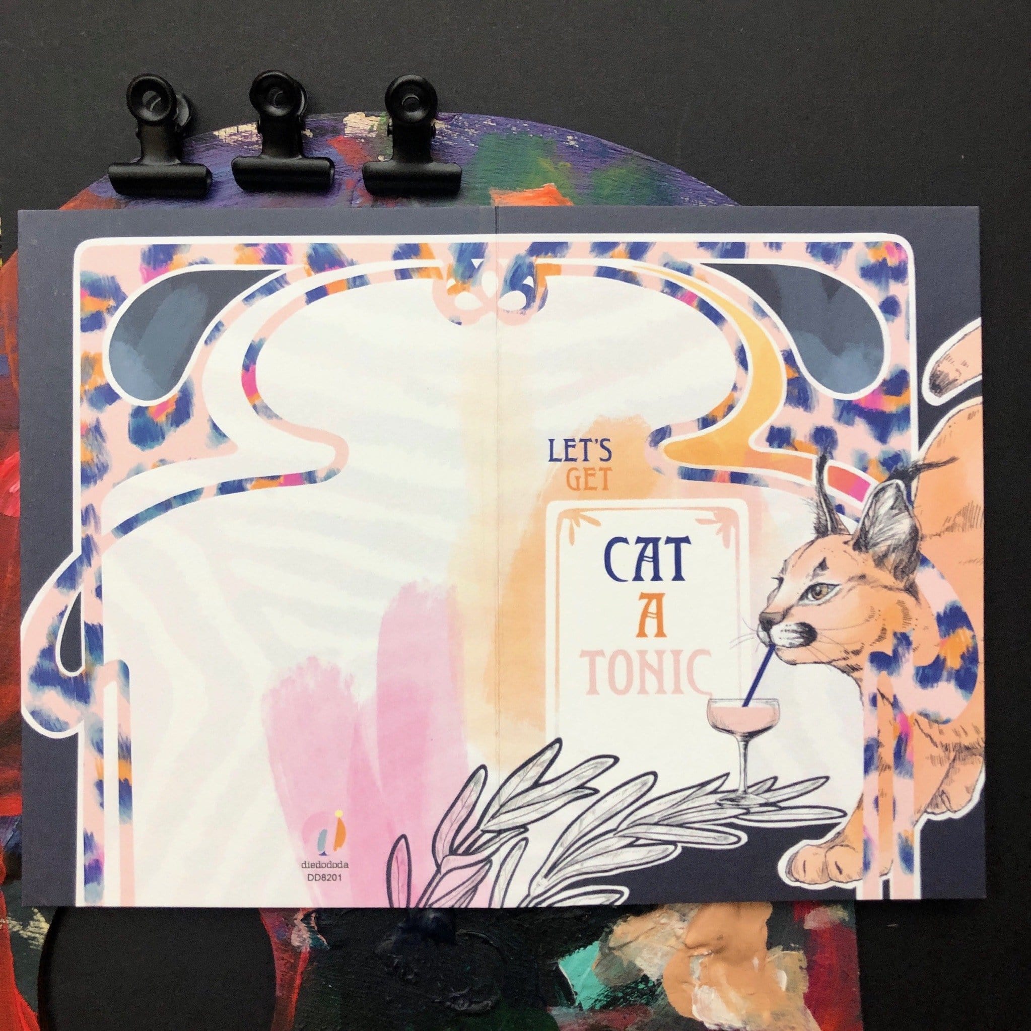 Cat A Tonic Greeting Card Nouveau Animaux Card