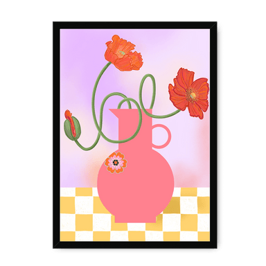 Poppies In Pink Framed Print Happy Stems A3 (297 X 420 mm) / Black / No Mount (All Art) Framed Print
