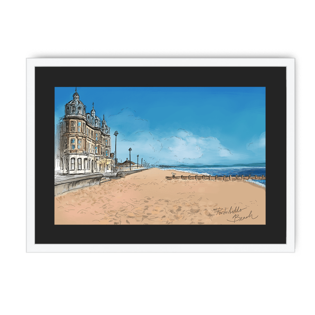 Portobello Beach Framed Print Essential Edinburgh A3 (297 X 420 mm) / White / Black Mount Framed Print