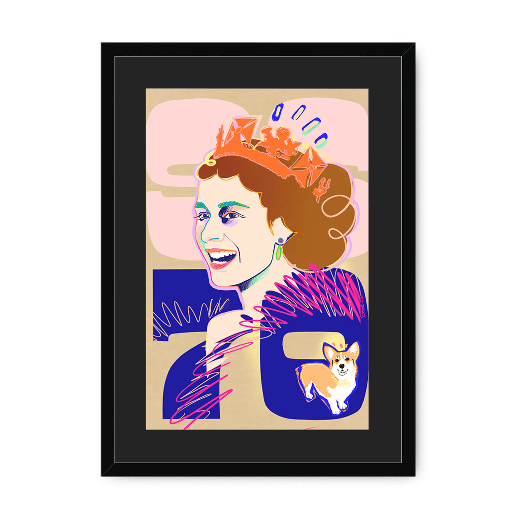 Queen Lizzy Framed Print Collage Corner A3 (297 X 420 mm) / Black / Black Mount Framed Print