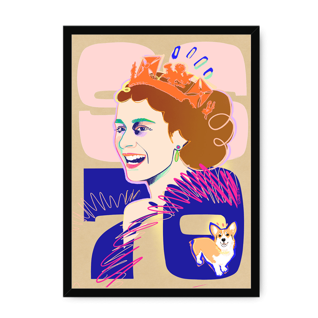 Queen Lizzy Framed Print Collage Corner A3 (297 X 420 mm) / Black / No Mount (All Art) Framed Print