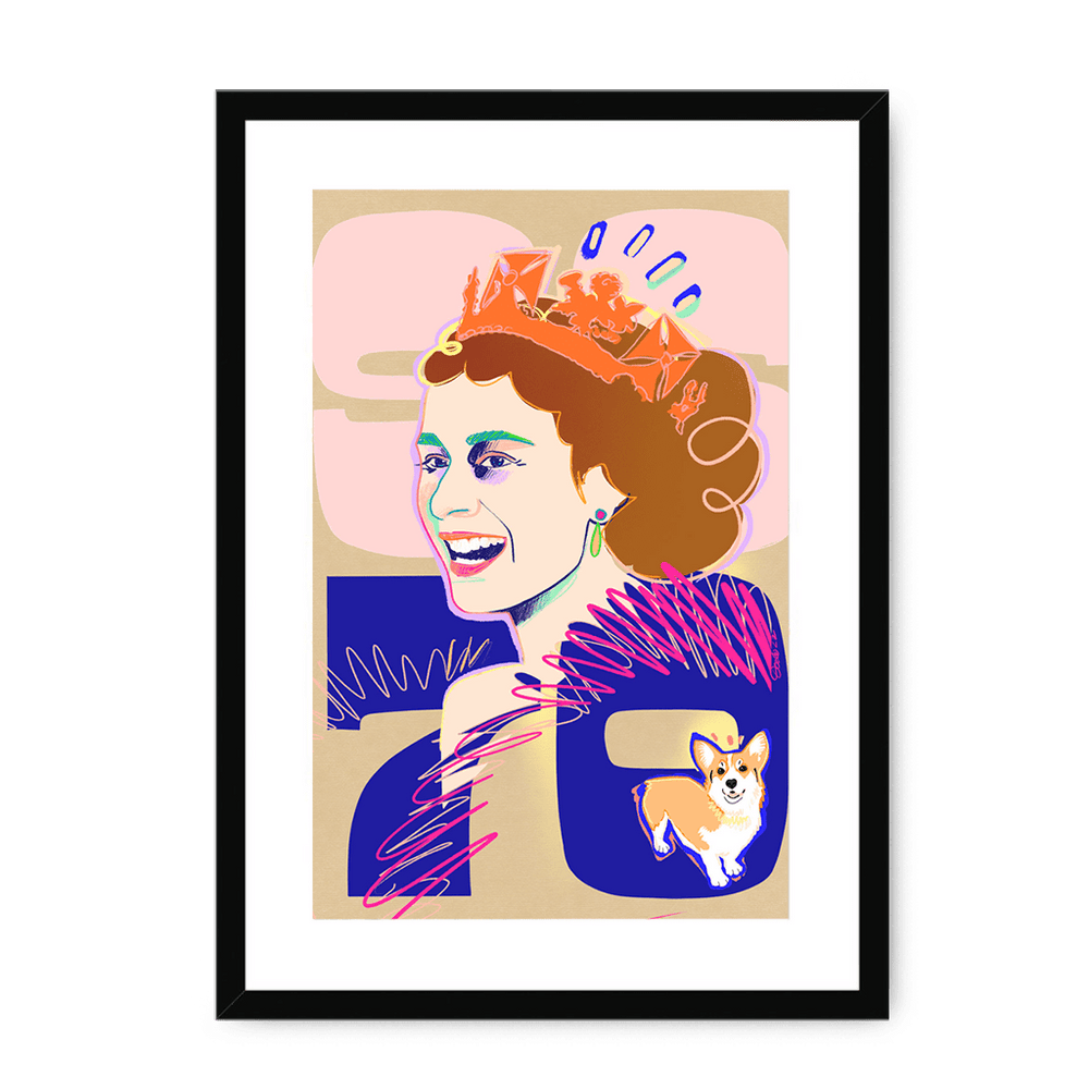Queen Lizzy Framed Print Collage Corner A3 (297 X 420 mm) / Black / White Mount Framed Print