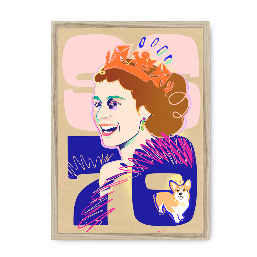 Queen Lizzy Framed Print Collage Corner A3 (297 X 420 mm) / Natural / No Mount (All Art) Framed Print