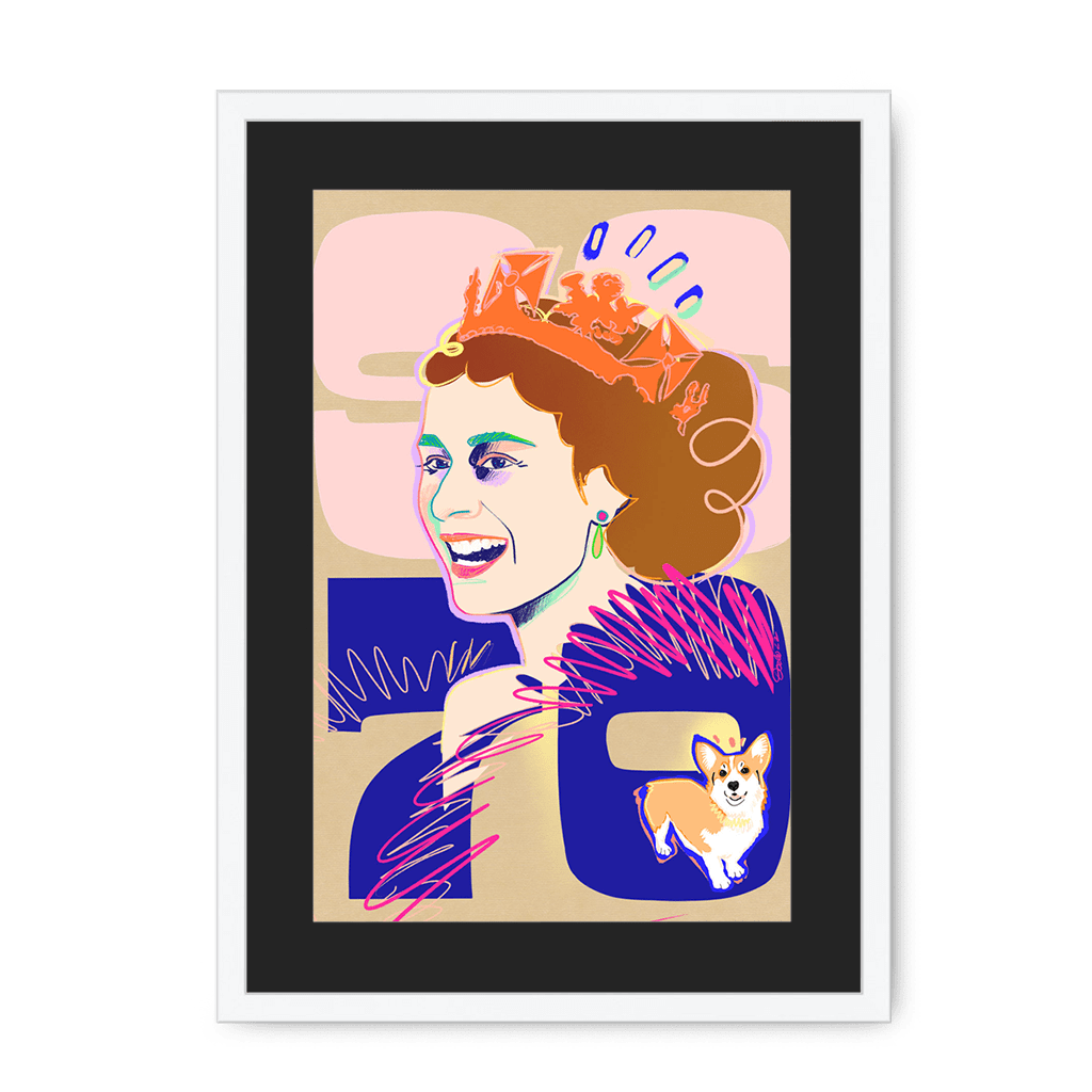Queen Lizzy Framed Print Collage Corner A3 (297 X 420 mm) / White / Black Mount Framed Print