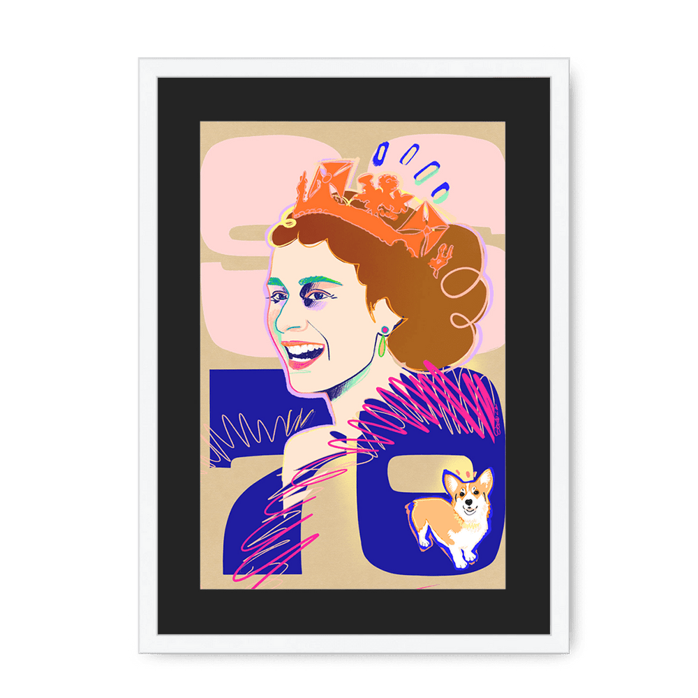 Queen Lizzy Framed Print Collage Corner A3 (297 X 420 mm) / White / Black Mount Framed Print