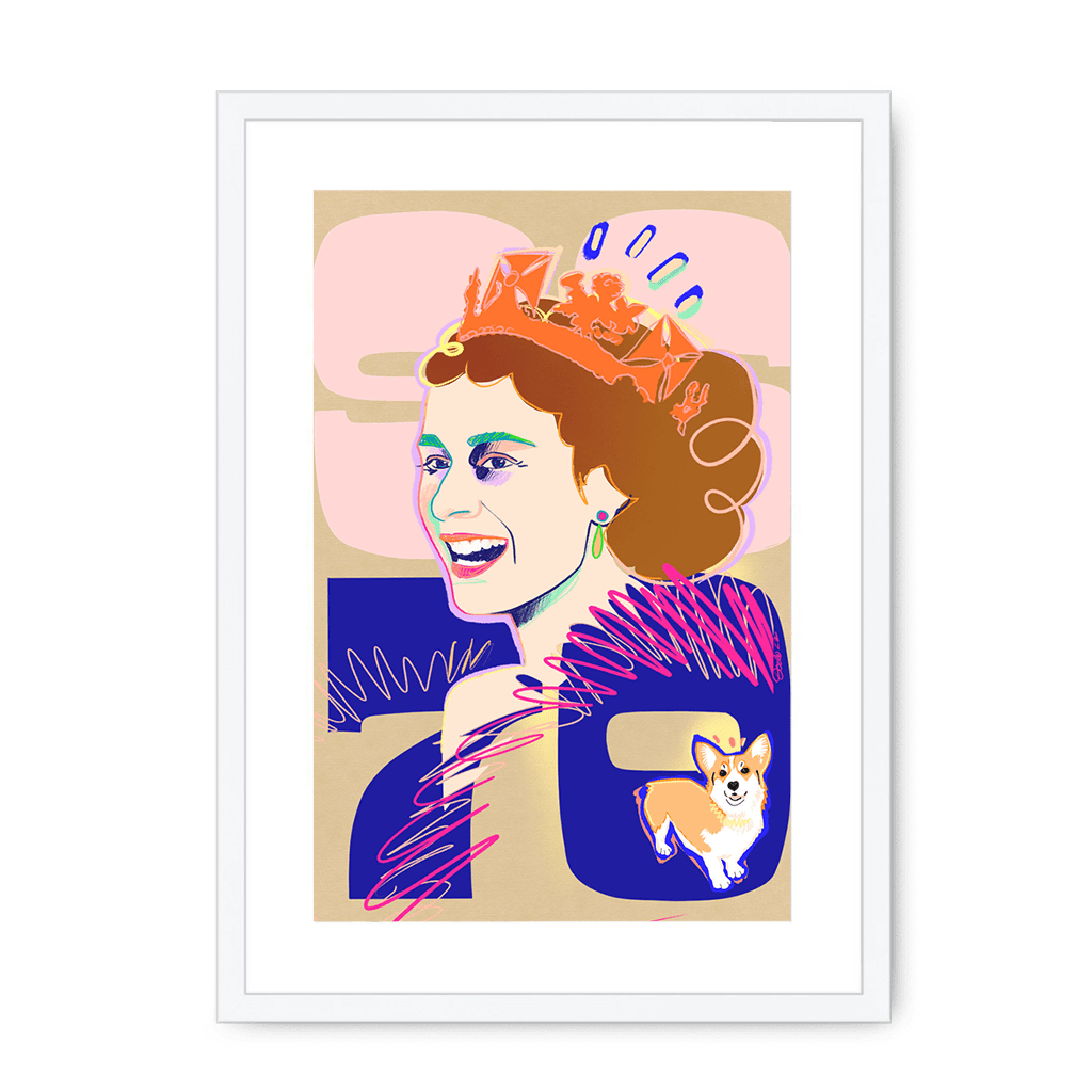 Queen Lizzy Framed Print Collage Corner A3 (297 X 420 mm) / White / White Mount Framed Print
