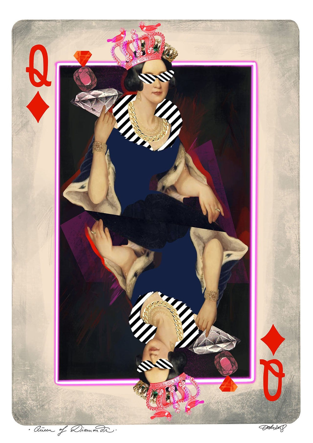 Queen Of Diamonds Matte Art Print Game Face Art Print