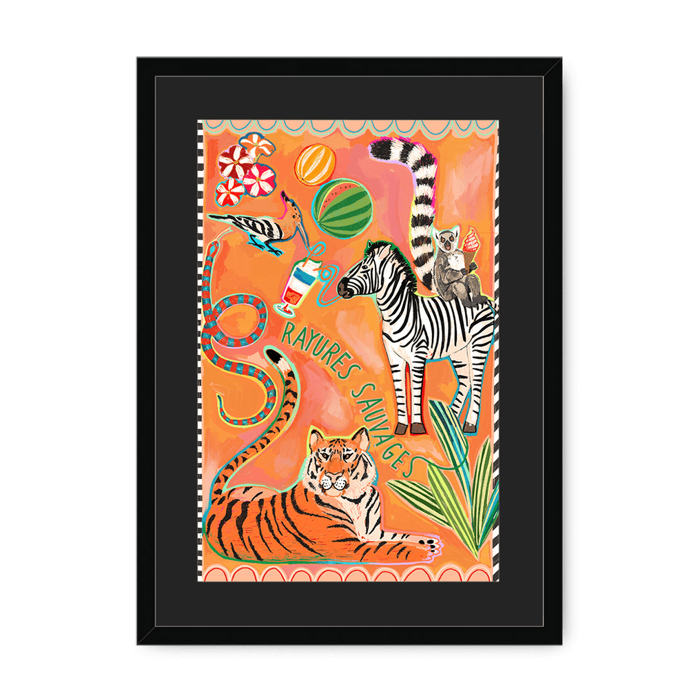 Rayures Sauvages Framed Print Aventures Des Créatures A3 (297 X 420 mm) / Black / Black Mount Framed Print