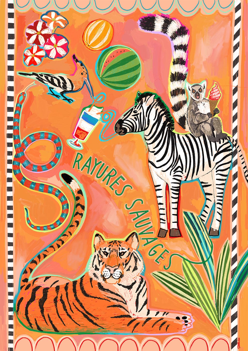 Rayures Sauvages Matte Art Print Aventures Des Créatures Art Print