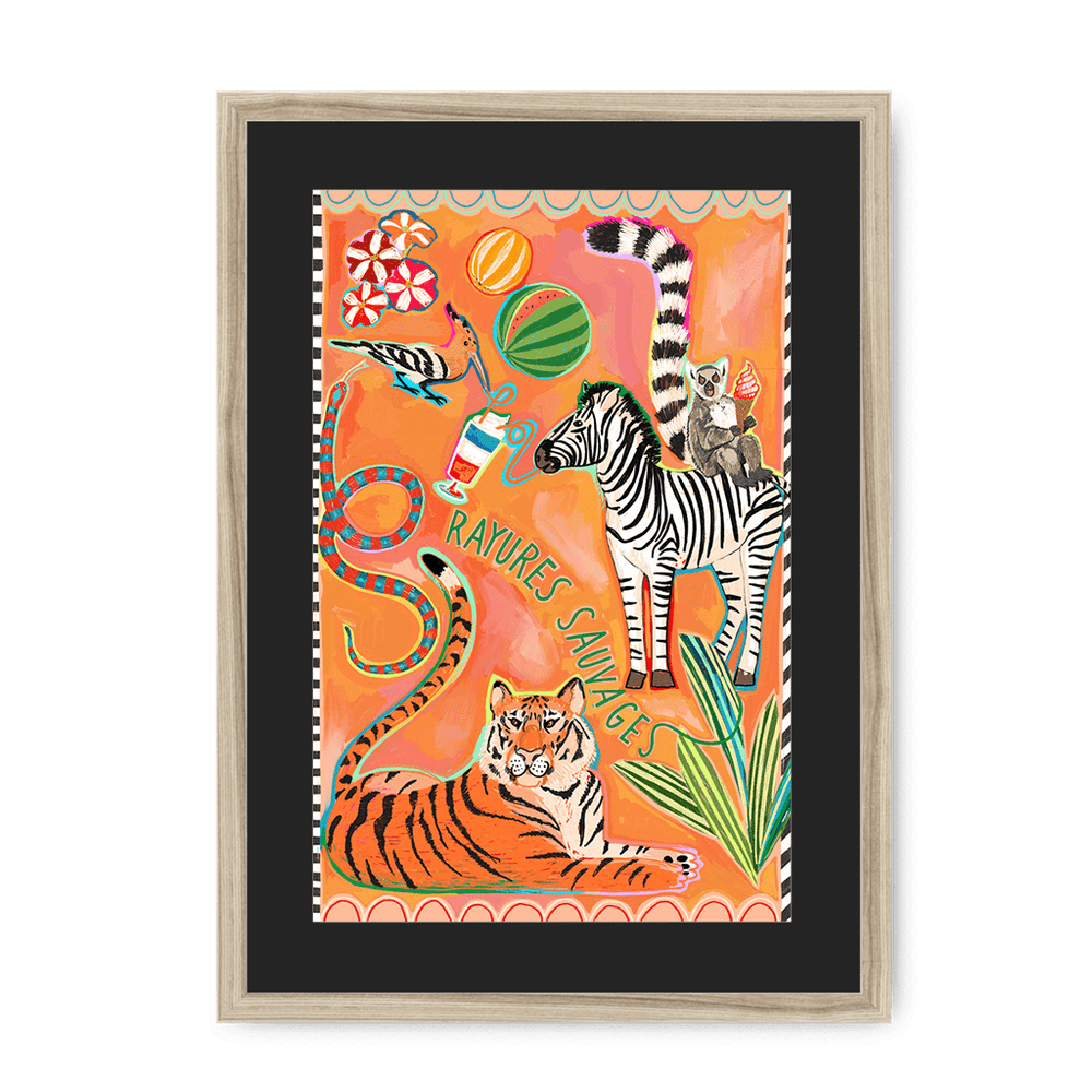 Rayures Sauvages Framed Print Aventures Des Créatures A3 (297 X 420 mm) / Natural / Black Mount Framed Print