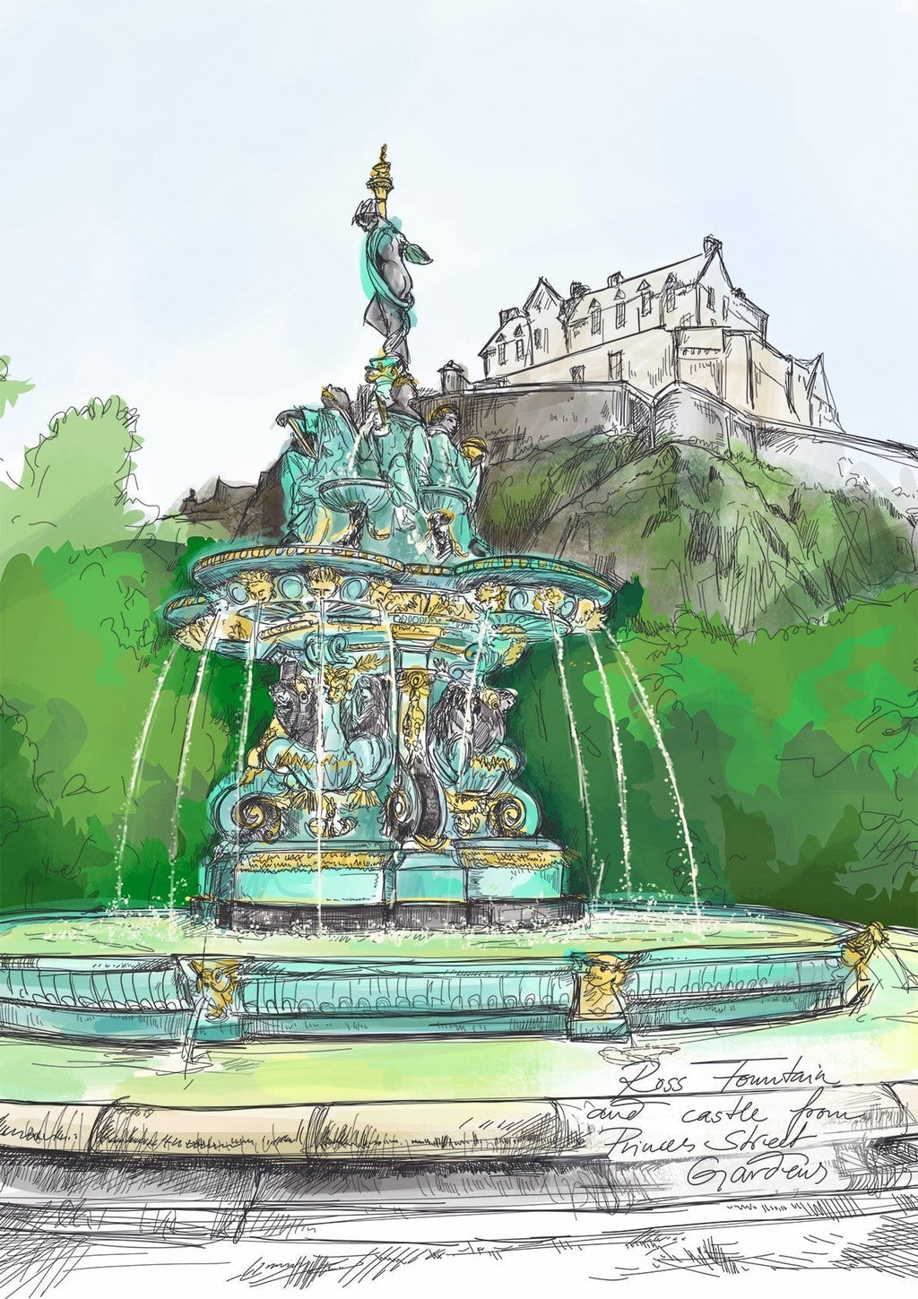 Ross Fountain Matte Art Print Essential Edinburgh Art Print