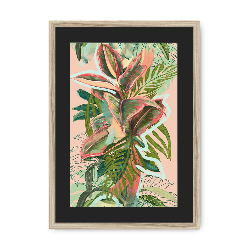 Ruby Rubber Jungle Framed Print WallFlowers A3 (297 X 420 mm) / Natural / Black Mount Framed Print