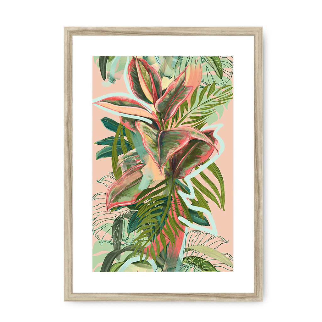 Ruby Rubber Jungle Framed Print WallFlowers A3 (297 X 420 mm) / Natural / White Mount Framed Print