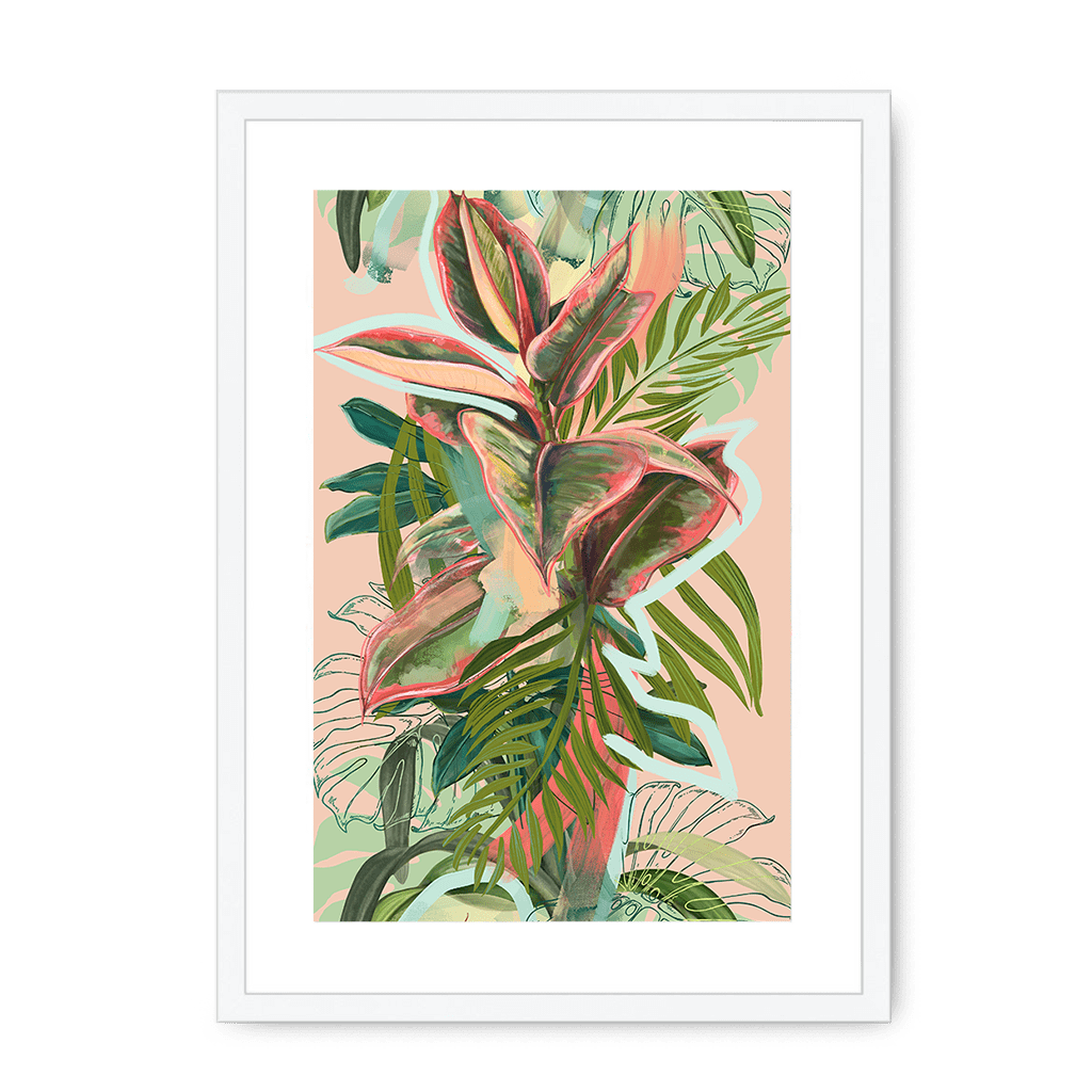 Ruby Rubber Jungle Framed Print WallFlowers A3 (297 X 420 mm) / White / White Mount Framed Print
