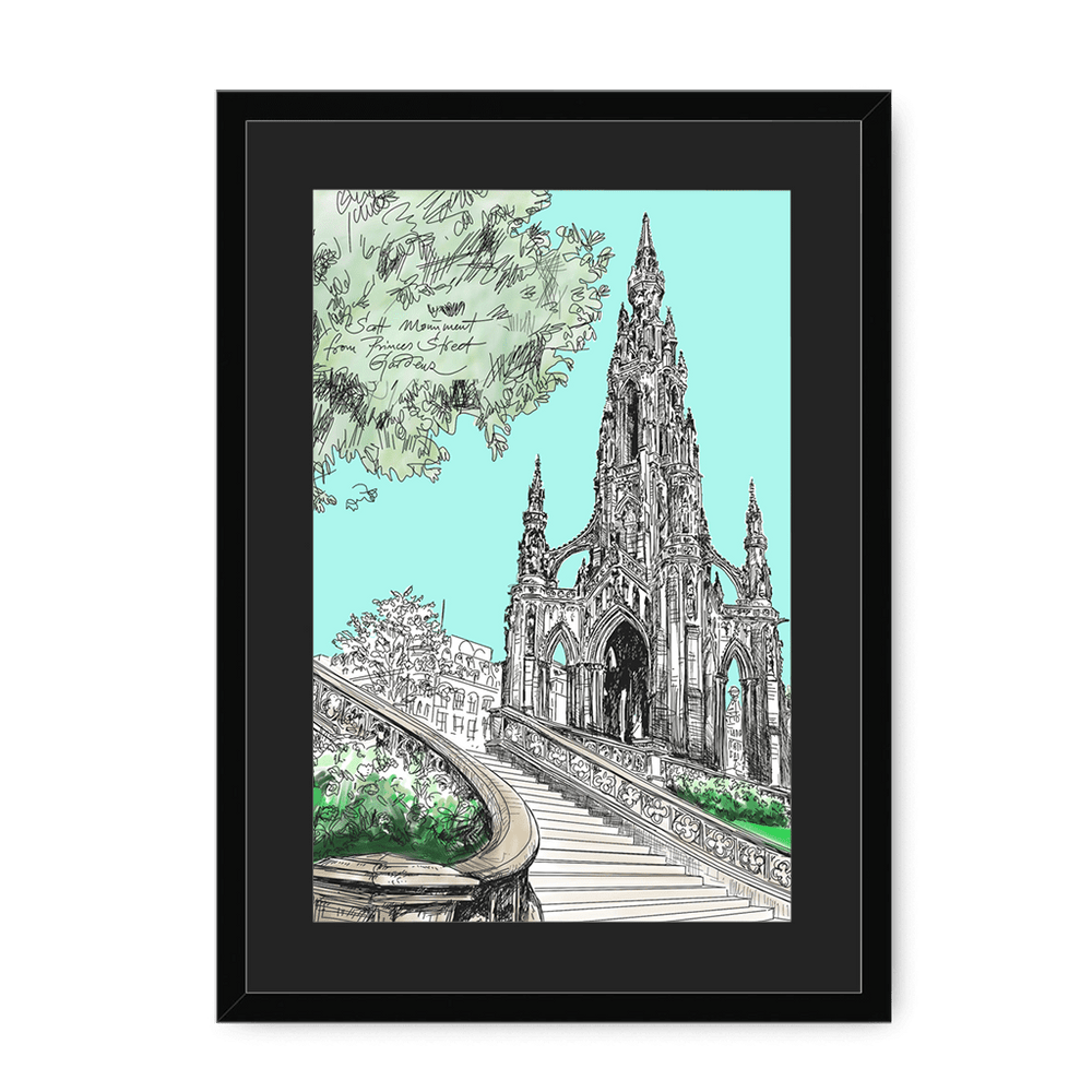 Scott Monument Edinburgh Framed Print Essential Edinburgh A3 (297 X 420 mm) / Black / Black Mount Framed Print