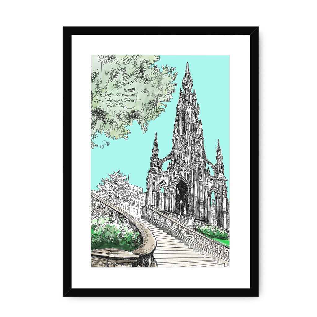Scott Monument Edinburgh Framed Print Essential Edinburgh A3 (297 X 420 mm) / Black / White Mount Framed Print